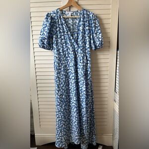Popsugar Blue Floral Wrap Dress
